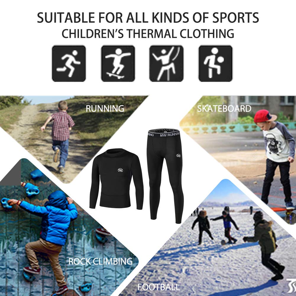 - MeetHoo Thermal Underwear For Kids | Boy's Long Sleeve Base Layer -