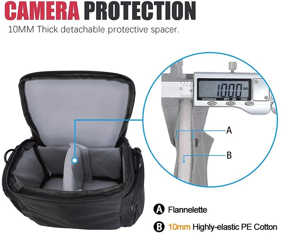 Cwatcun Camera Bag, Single Shoulder Camera Bag, Sling Crossbody Compact Camera Bag Case Compatible for Canon Nikon Sony SLR DSLR Mirrorless Cameras and Lenses Water Resistant Camera Bag Black Small