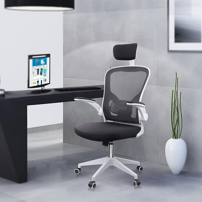 - JAJALUYA Office Chair | Mesh Computer Chair | Adjustable Headrest | Lumbar Support Desk Chair -