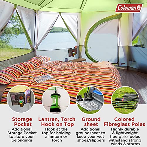 Coleman Tent Octagon, 6 to 8 Man Festival Dome Tent, Waterproof Family Camping Tent with Sewn-in Groundsheet