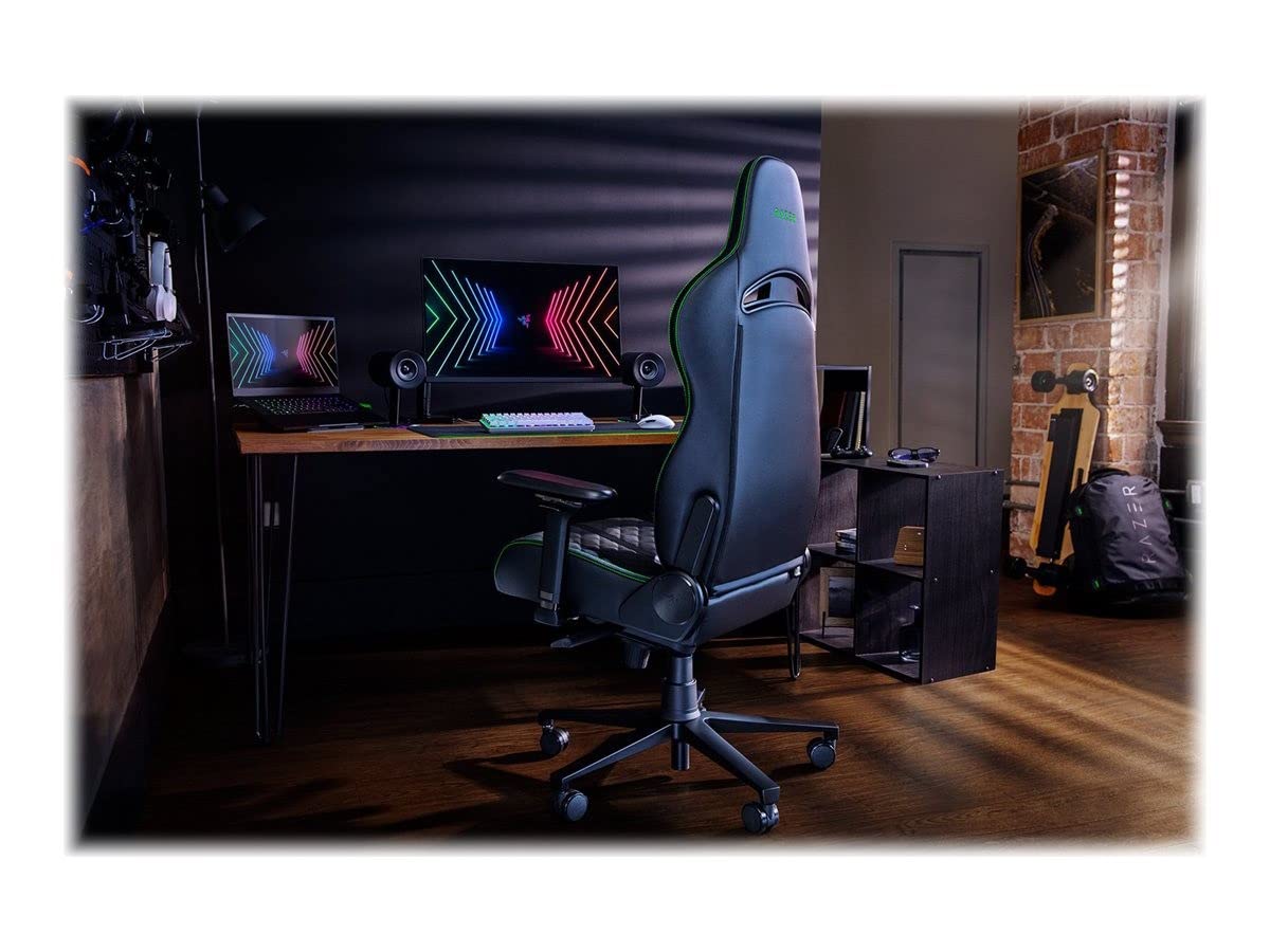 - Razer Enki | Gaming Chair With Integrated Lumbar Support | Foam Padding | Head Cushion | Height Adjustable | Green -