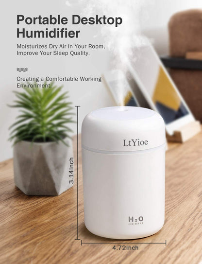 - LtYioe Humidifier | Portable Mini Humidifiers | 2 Mist Modes and Auto Shut-Off -