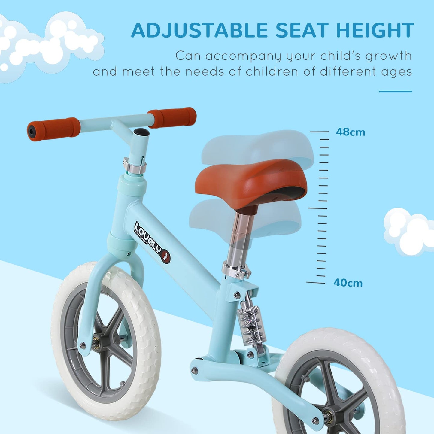 - HOMCOM 12" Kids Balance Bike | No Pedal Bicycle | 2-5 Years Gift for Boys Girls -