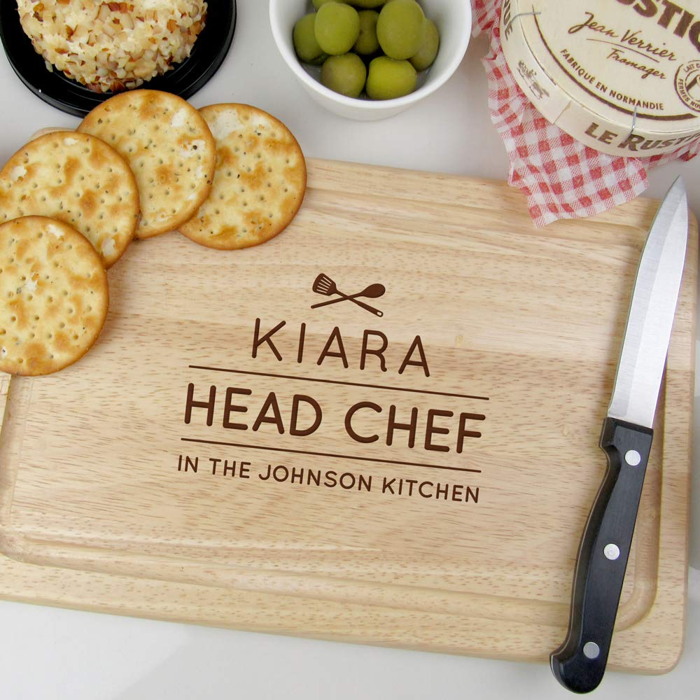 - eBuyGB Personalised Chopping Board | Head Chef Design | Cutting Board -