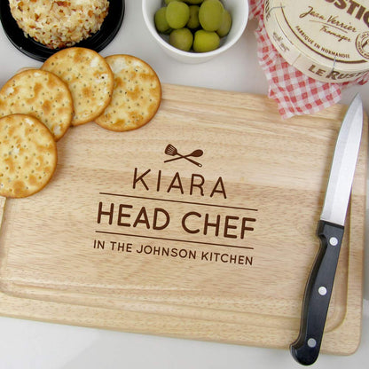 - eBuyGB Personalised Chopping Board | Head Chef Design | Cutting Board -