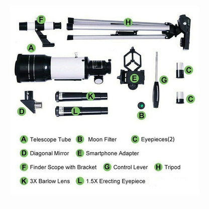 - TUOKE Telescope | Astronomy Adult Kids Beginners | 150X Astronomical Refractor Telescope | 300X70mm -