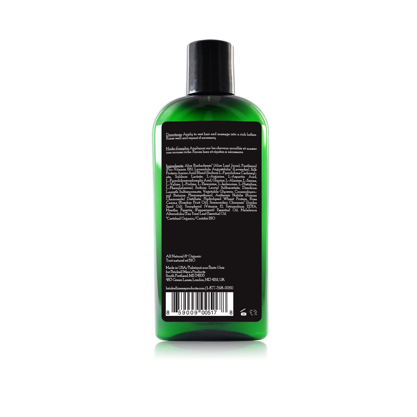 Brickell Men's Daily Strengthening Shampoo for Men, Natural and Organic Featuring Mint and Tea Tree Oil To Soothe Dry and Itchy Scalp, Sulfate Free and Paraben Free, 236 ml, Scented