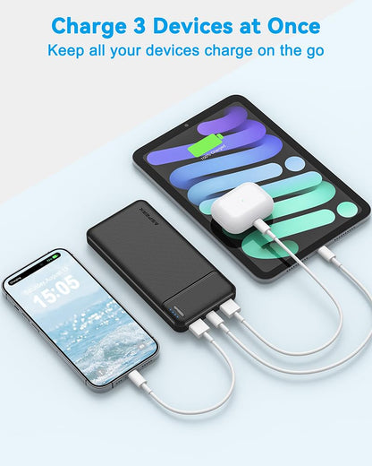 AsperX 2-Pack Power Bank Portable Charger Fast Charging 10000mAh, PowerBank USB C Input and Output, Battery Pack Compatible with iPhone, Samsung, Huawei, iPad, Tablets and More