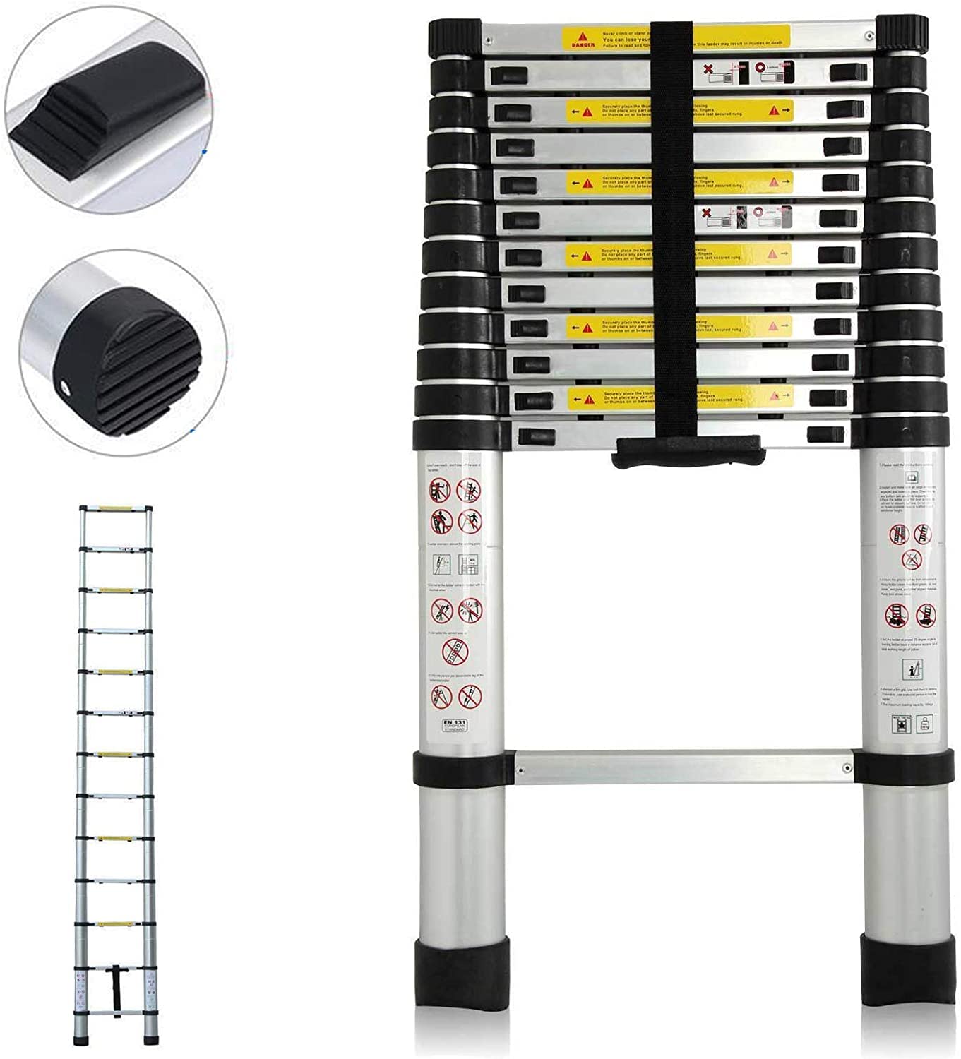 - DIY 12.5ft (3.8m) Telescoping Ladder | Extendable Collapsible Lightweight Ladders | 150kg (330lb) 13 Steps -