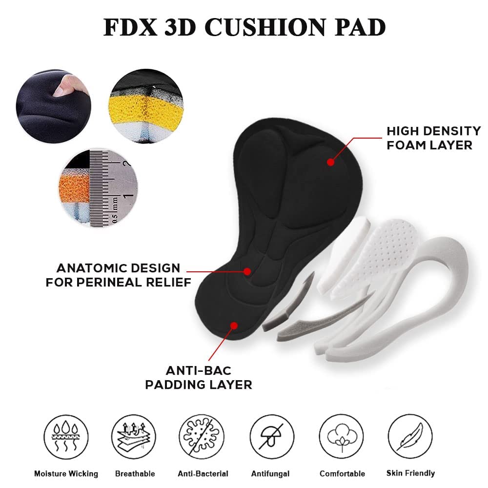 - FDX Cycling Shorts Men's | 3D Anti-Bac Padded All Day Bike Shorts -