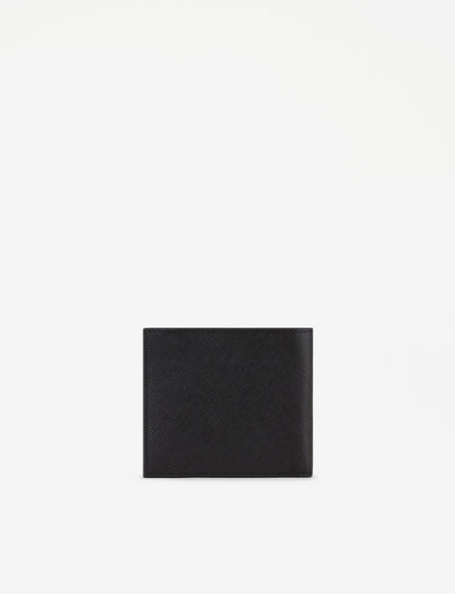 Armani Exchange Men's Plate Logo Saffiano Leather Bifold Wallet Fold, Black, S
