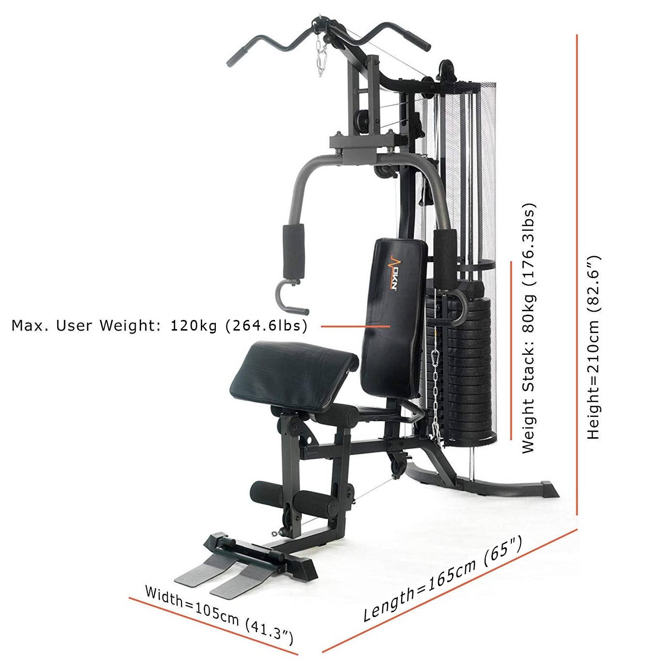 - DKN Studio 7400 Compact Home Multi Gym | 80kg Weight Stack -