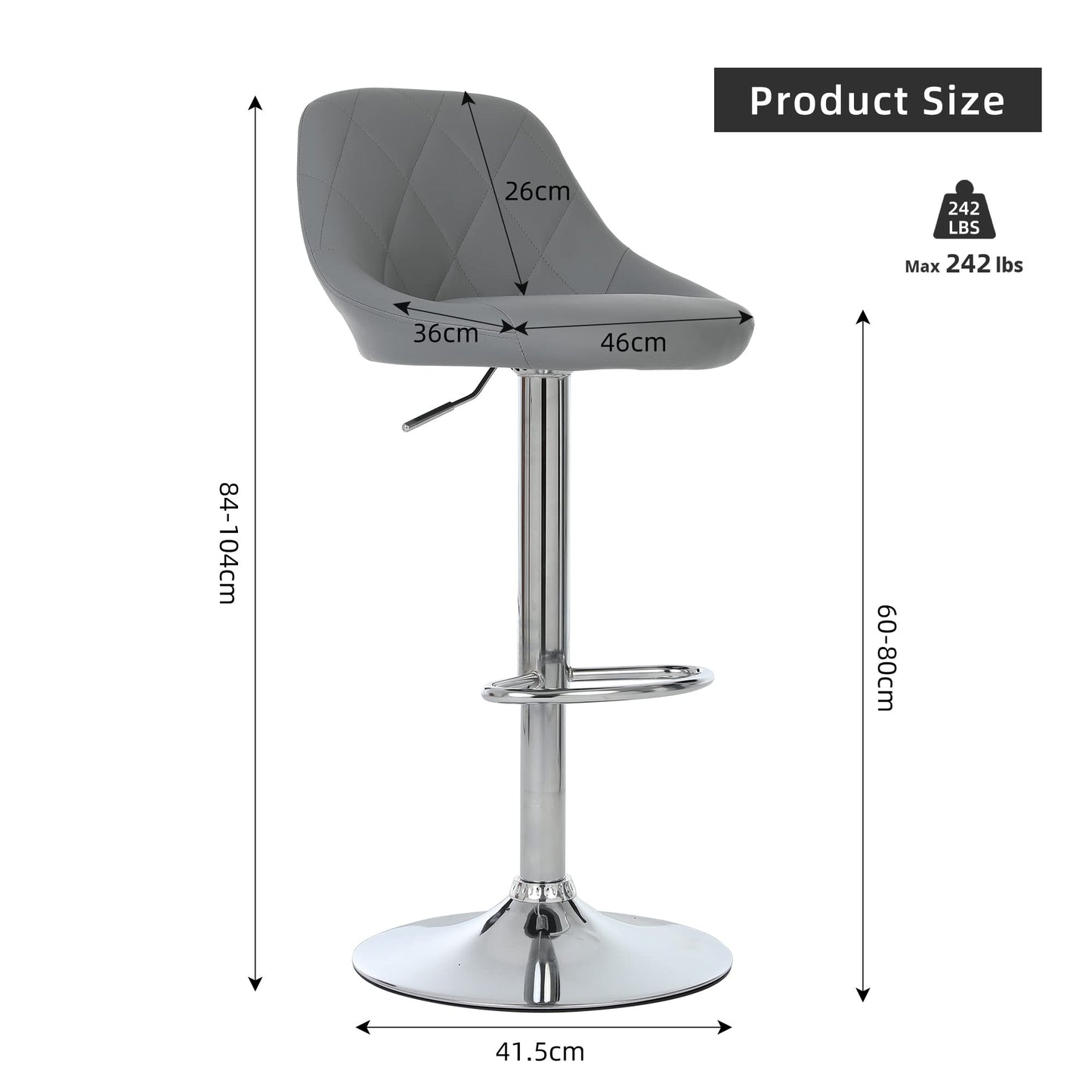 - Millhouse Modern Bar Stools Set | Leatherette Exterior | Adjustable Swivel Gas Lift -