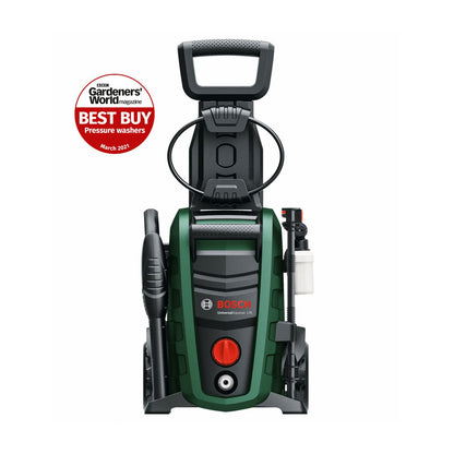 Bosch High Pressure Washer UniversalAquatak 135 - 1900 W, 135 Bar Pressure, 450 l/h Flow Rate, with 3-in-1 Nozzle, Detergent Nozzle, and Carrying Handle in Carton Packaging