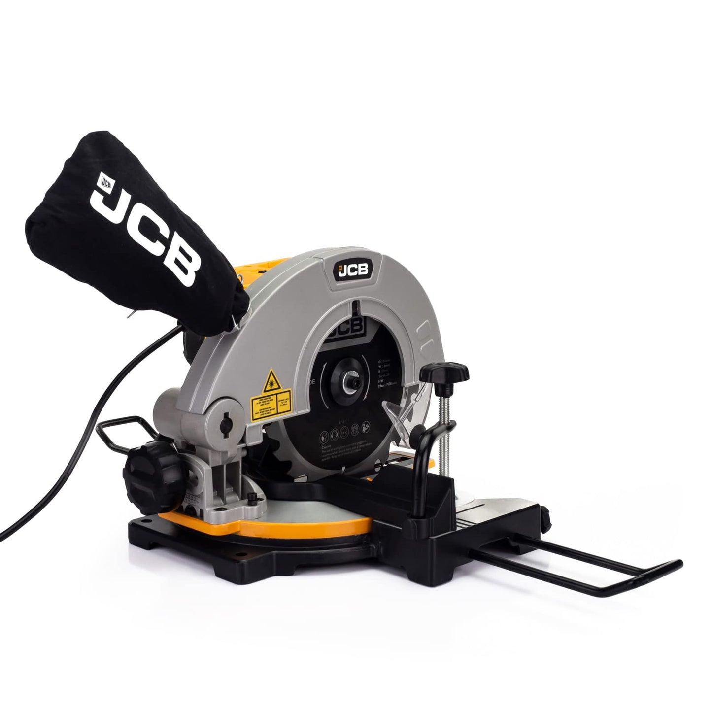 - JCB 210mm Mitre Saw with Laser Guide | 4 Cut Settings & Dust Collection Feature | 45 Degrees | 5500rpm | Soft Grip Handle -