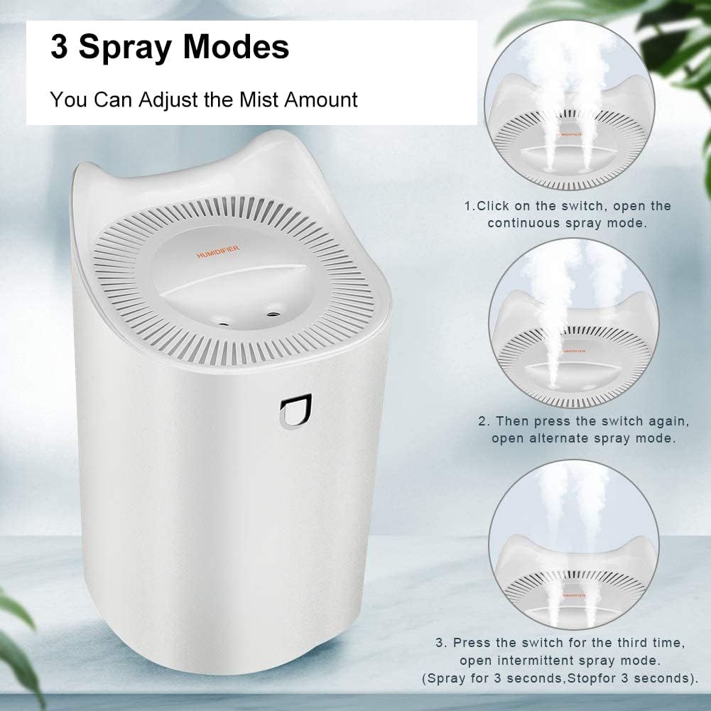 - Humidifier By Waiybbit | 3L Humidifier | 3 Mist Modes, 2 Nozzles, Auto Shut Off -