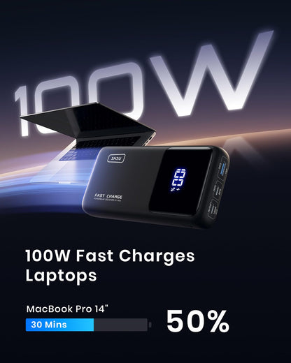 - INIU Power Bank | 100W 25000mAh Portable Charger | Fast Charging USB C Input & Output -