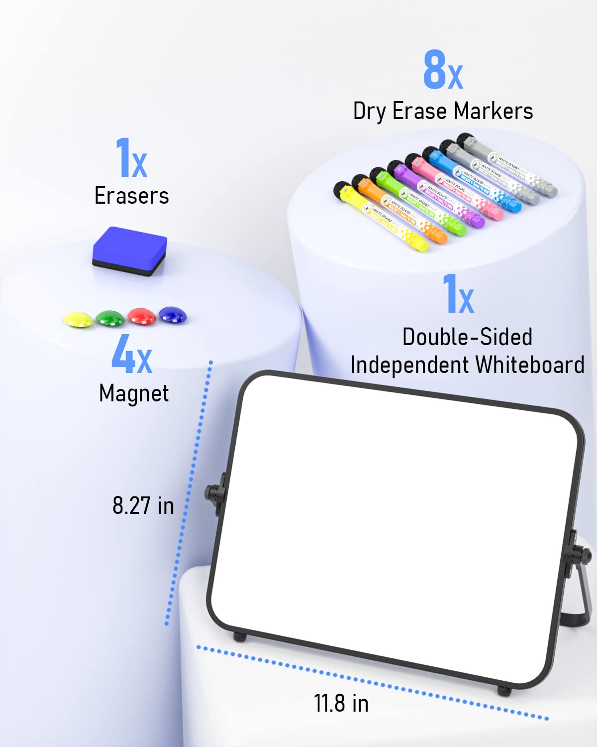 - Nicpro Dry Erase Small Whiteboard | A4 with Non-Slip Stand -
