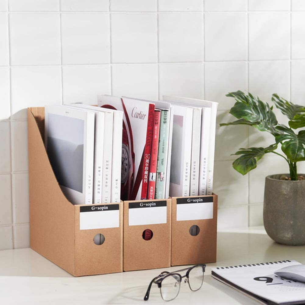 - Koogel 8 PCS Magazine Files Holder | Cardboard Magazine Rack | Labels | A4 File Organiser Box -