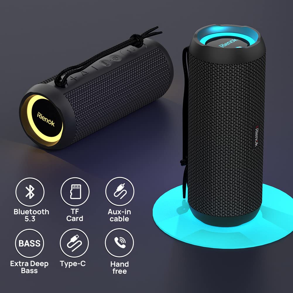 - RIENOK Bluetooth Speaker | Portable Wireless Bluetooth Speaker | Waterproof Outdoor Speaker -
