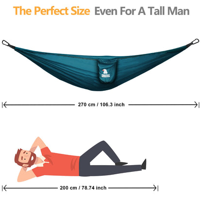 COVACURE Camping Hammock - 270 * 150cm Ultralight 70-Denier Durable & Breathable Nylon Travel Hammocks with Two 10FT Tree Straps for Outdoor Camping Accessories (330lbs Capacity), Blue