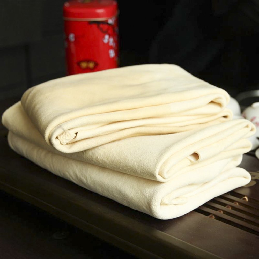 Car Natural Chamois Cleaning Cloth, RIVERLAKE Genuine Deerskin Leather Auto Car Wash Drying Towel,Super Absorbent,3 Available Sizes. (S:20''x12'' - 1PACK)