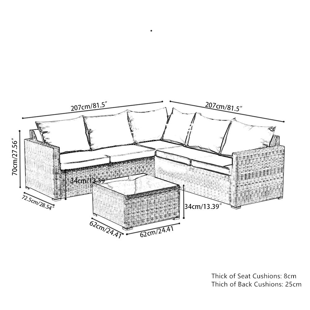 - Panana Rattan Furniture Set | 5 Seater | Lounge Corner Sofa Set | Table Stool -