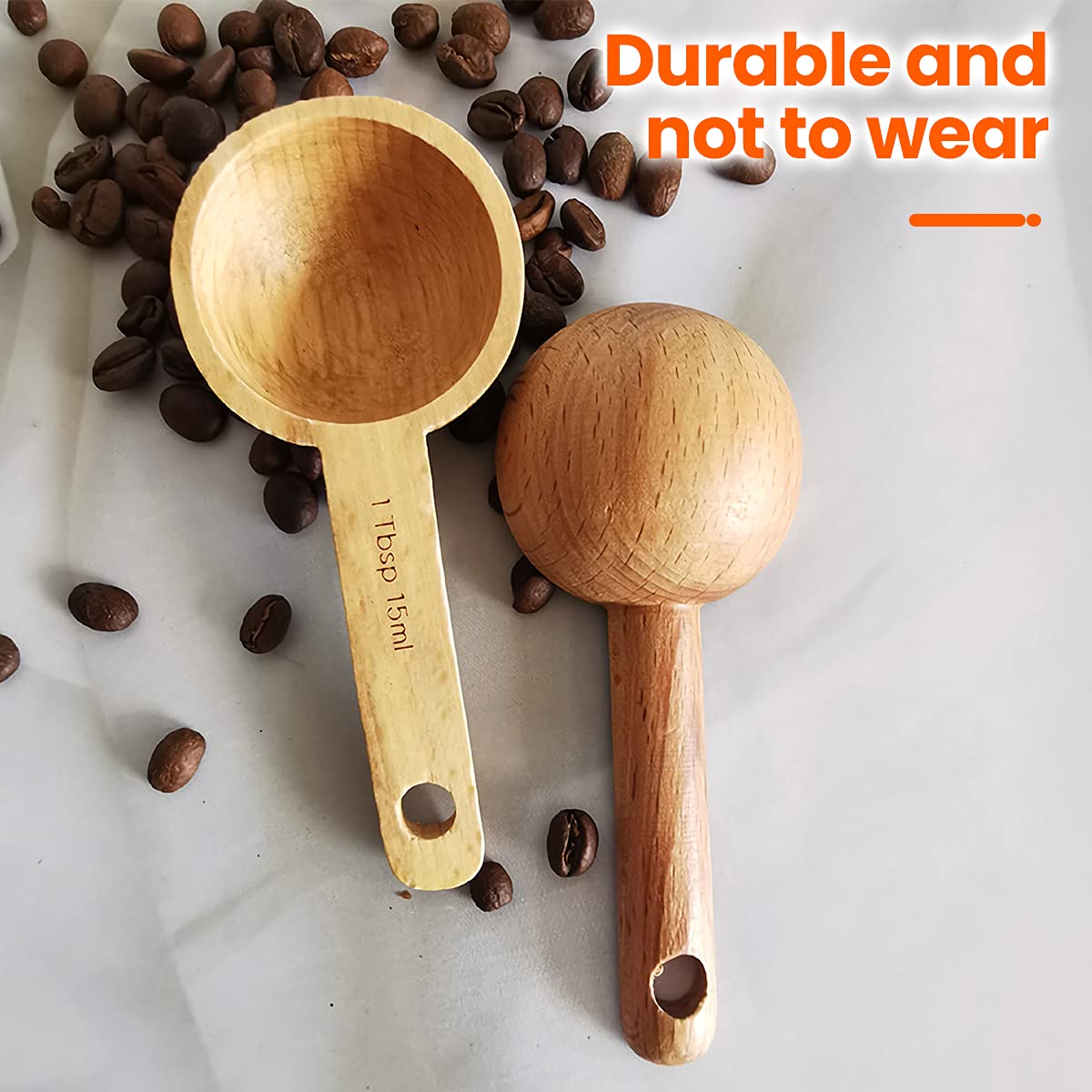 - Wooden Coffee Spoon in Beech, Measuring for Coffee Bean
