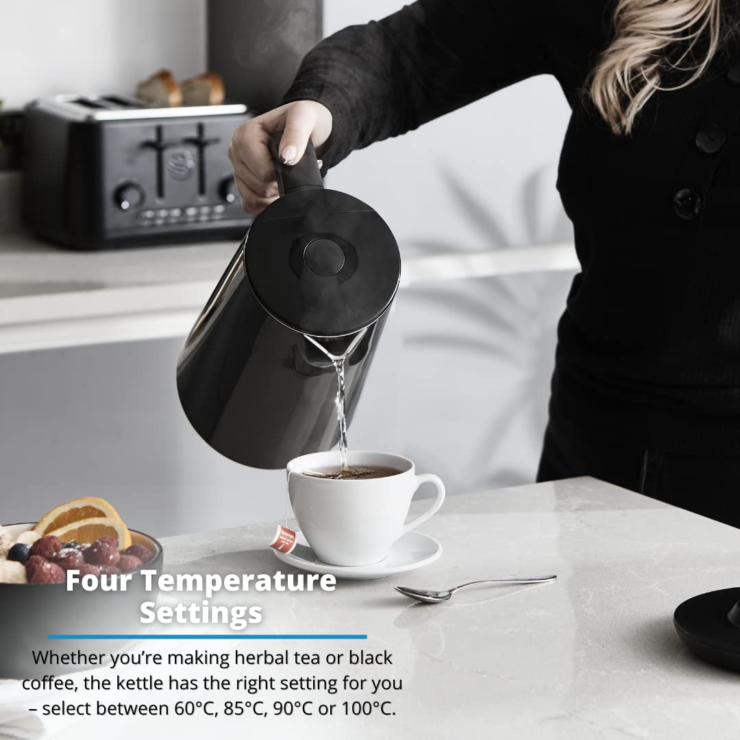 - Swan Alexa Smart Kettle | LED Touch Display | Keep Warm Function | Stainless Steel | Insulated | 1.5L | 1800W | Black -
