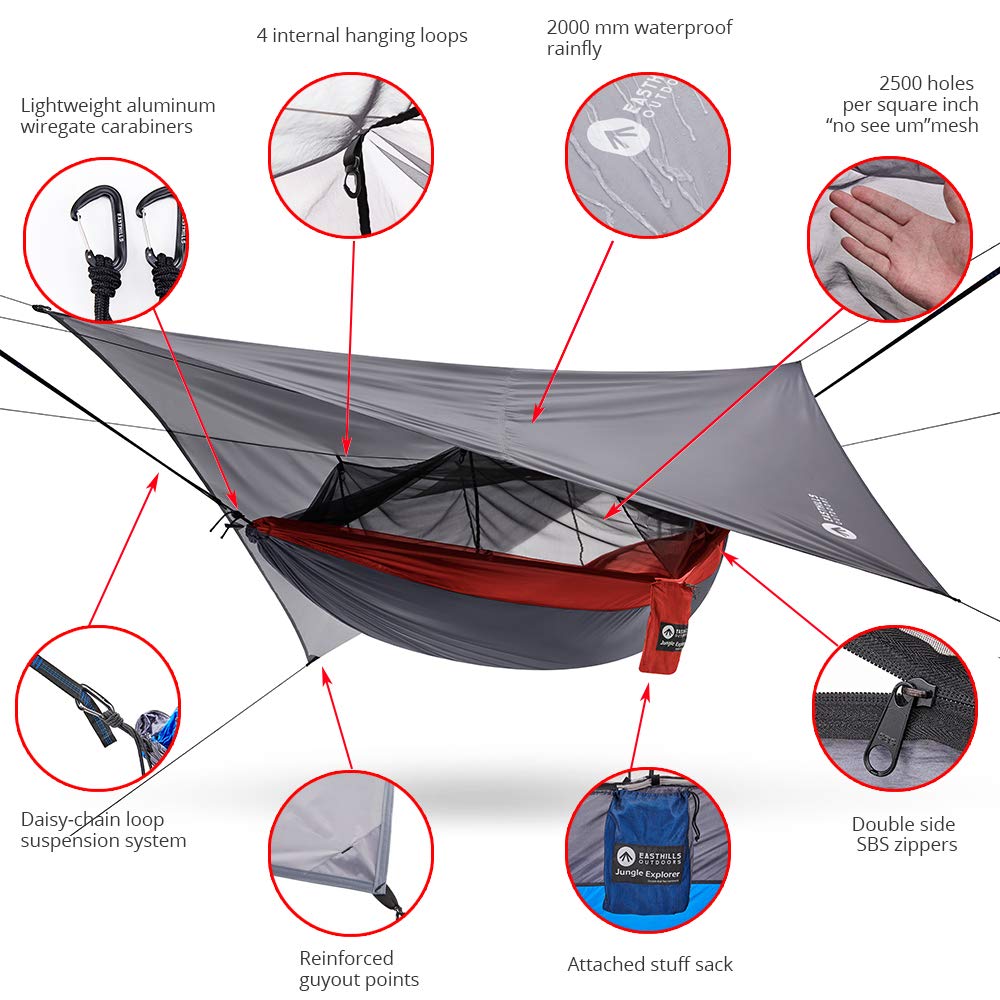 - Easthills Outdoors Jungle Explorer Double Camping Hammock | Ripstop Parachute Nylon Camping Outdoor Hammocks -