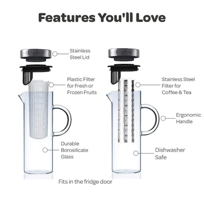 - Hydracy Glass Infusion Carafe 1.5L with Handle | Cafetières Hot Coffee Server -
