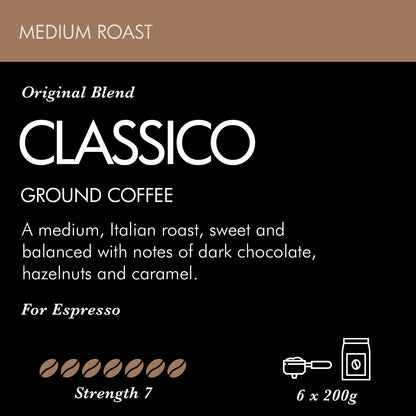 Caffè Nero Ground Coffee (Classico Espresso 6 x 200g)
