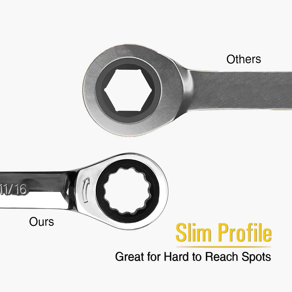 AZUNO Ratchet Spanner Set, 14-Piece Metric & SAE Combination Spanners, Chrome Vanadium Steel with Deluxe Case