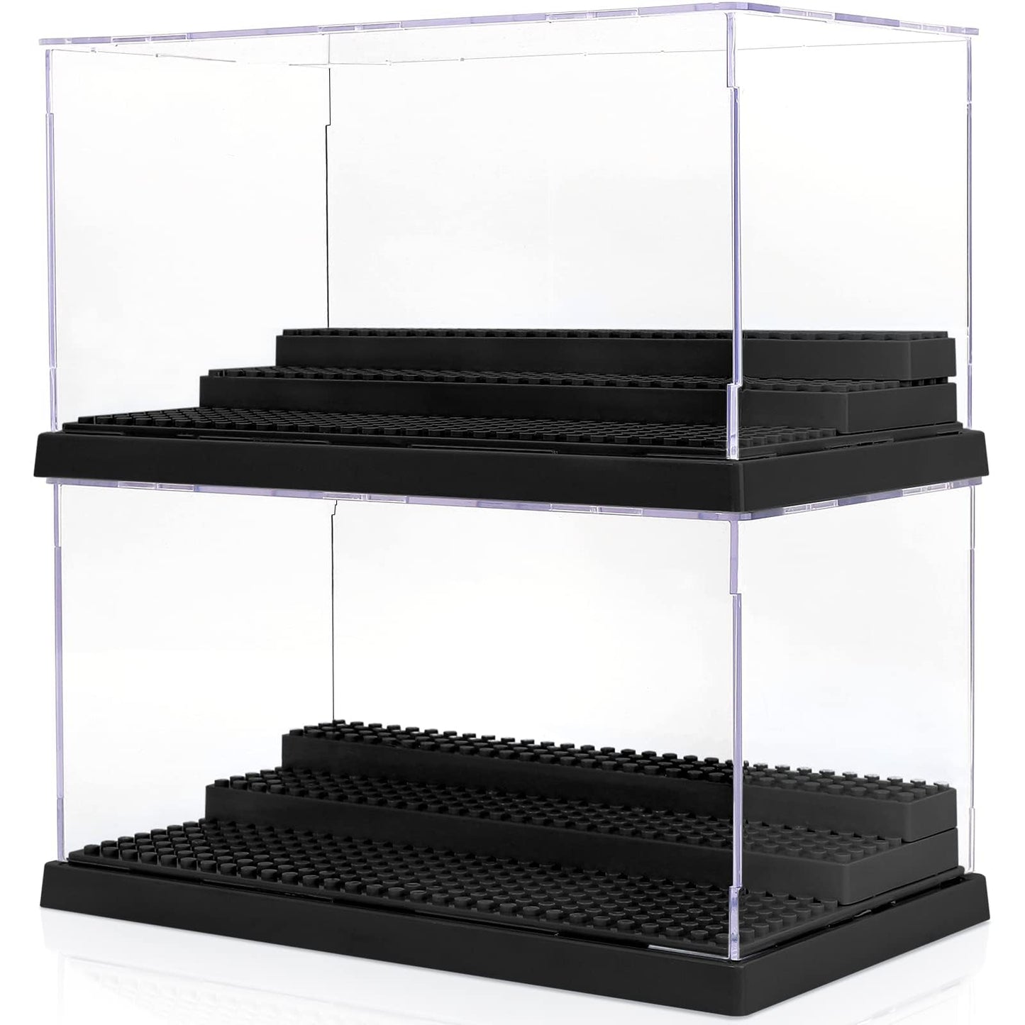 - Mlikero Minifigure Display Case | Clear Dustproof Display Storage Box with 3 Movable Steps -