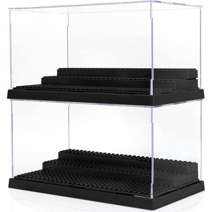 - Mlikero Minifigure Display Case | Clear Dustproof Display Storage Box with 3 Movable Steps -
