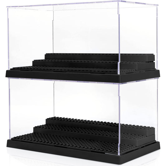 - Mlikero Minifigure Display Case | Clear Dustproof Display Storage Box with 3 Movable Steps -