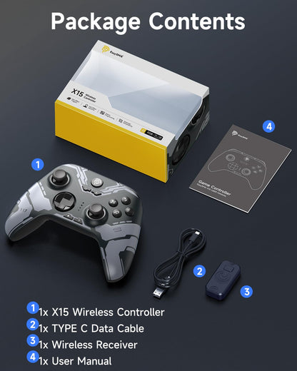 - EasySMX X15 Wireless PC Controller with Hall Triggers | Hall Joysticks | Enhanced Bluetooth Game Controller -