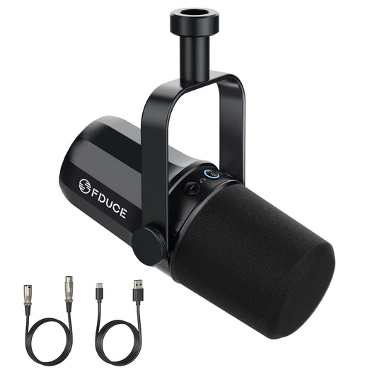 - FDUCE SL40 Vocal Dynamic Podcast Microphone for Gaming | Live Streaming & Recording | Built-in Headphone Output | LED Mute Button -