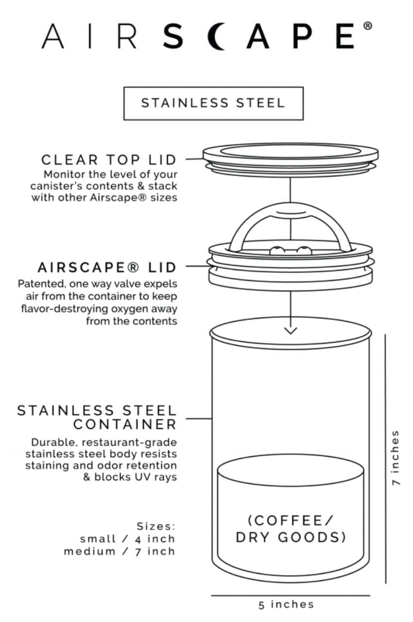 -  Planetary Design Airscape Stainless Steel Coffee Canister | Food Storage Container -