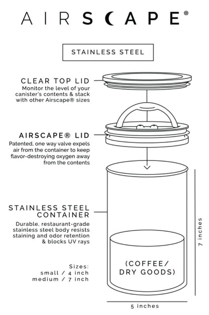 -  Planetary Design Airscape Stainless Steel Coffee Canister | Food Storage Container -