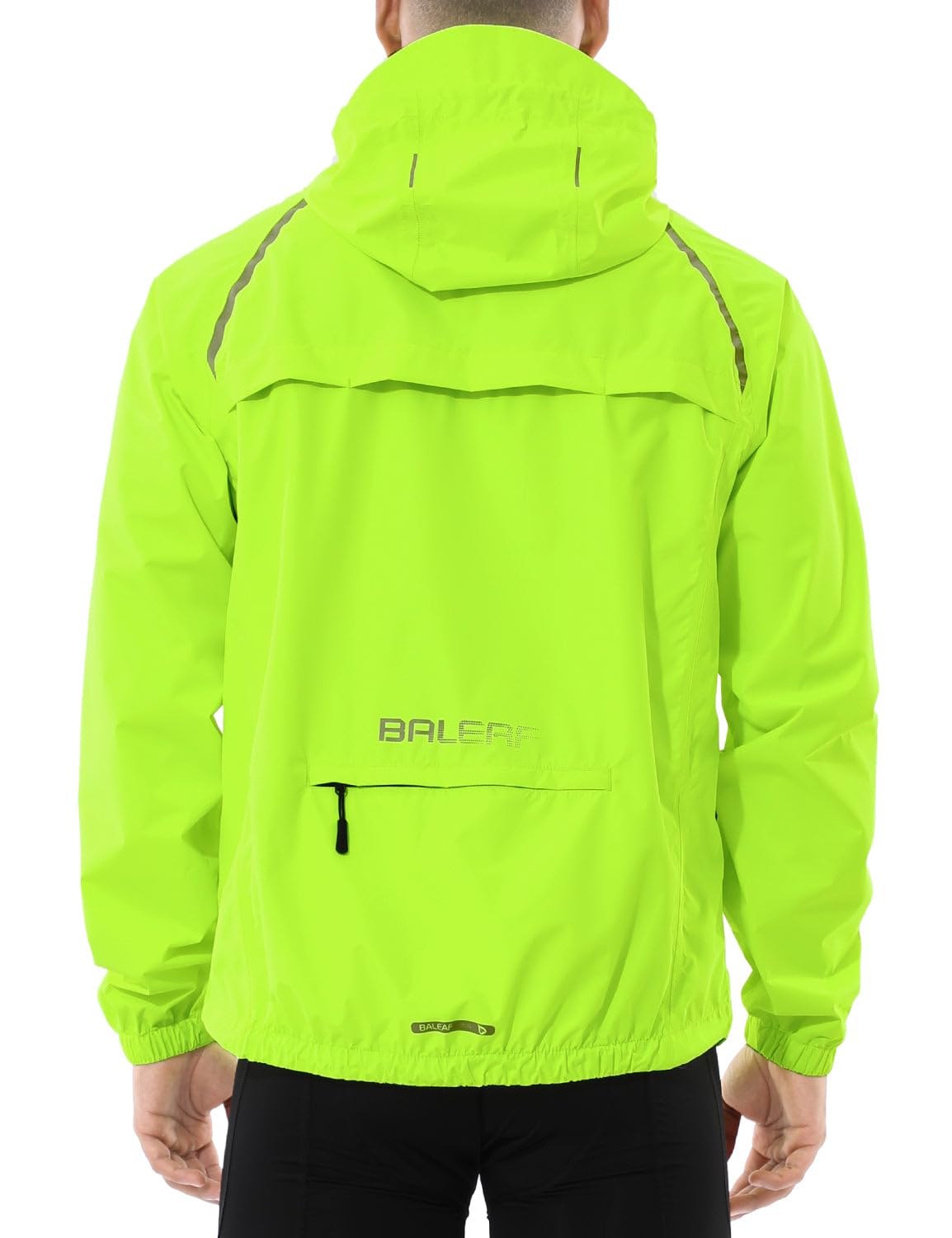 BALEAF Men's Waterproof Cycling Jacket Quick Dry Rain Jacket with Zipper Pockets for Outdoor for Running Packaway Fluorescent Yellow L