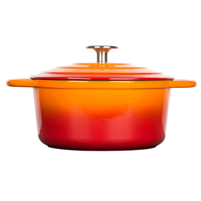 - Round Casserole Dish | Cast Iron Cauldron Induction and Gas Safe Non Stick Dutch Oven Roaster with Lid -