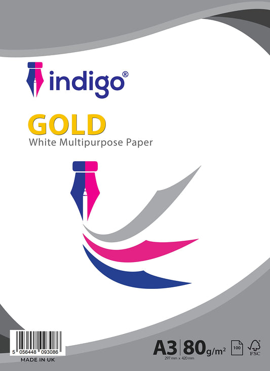 - Indigo® A3 White Multipurpose Copier 80gsm Paper -