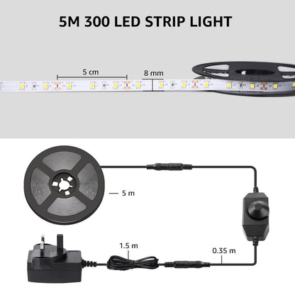 - Lepro LED Strip Light | White | 5M | 300 LEDs | Dimmable Strip Lights -