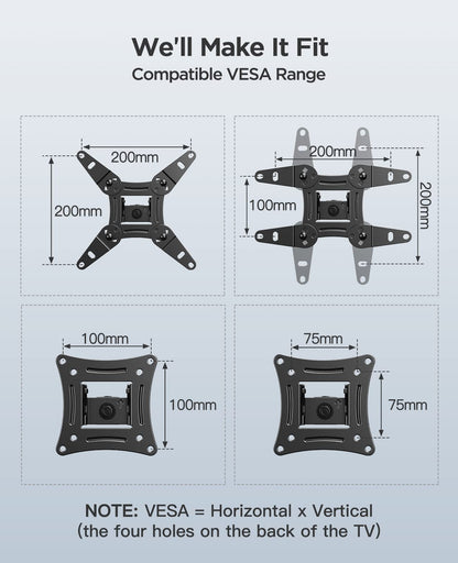 - PERLESMITH TV Wall Bracket for 13-42 inch TVs | TV Wall Mount for Flat & Curved TV | Max 20kg -