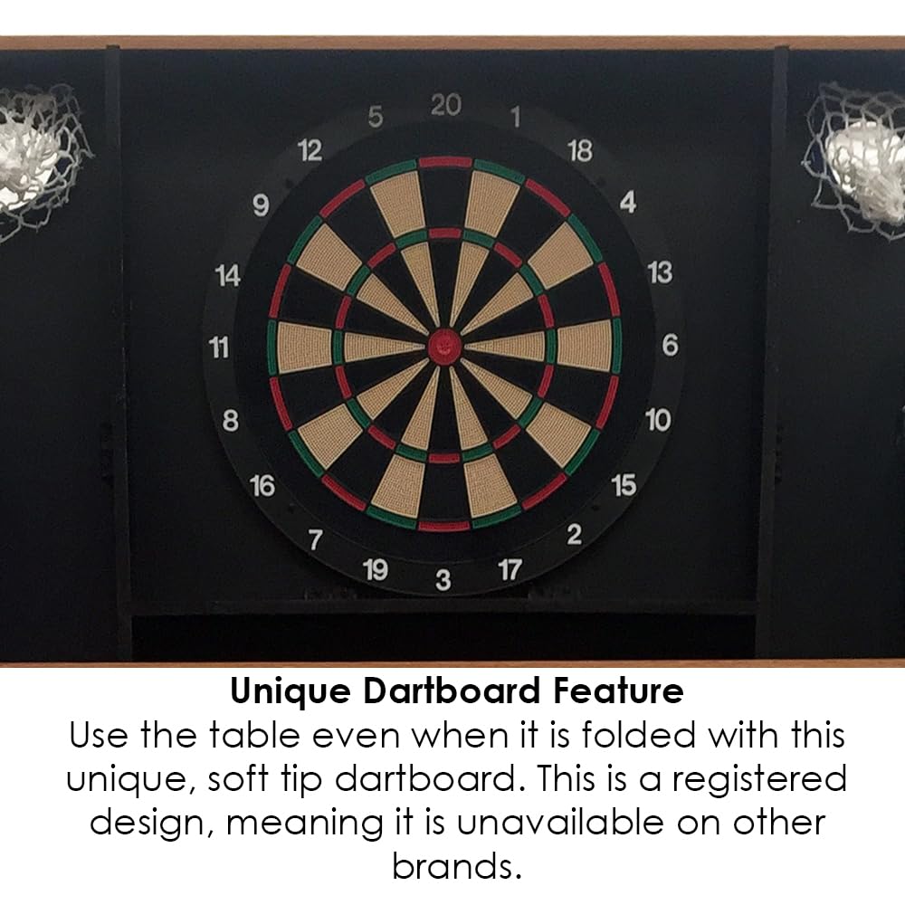 - Riley Supersize 6ft 6in Folding Pool Table with Soft-tip Dartboard | Vertical Folding Leg System with Independent Leg Levellers -