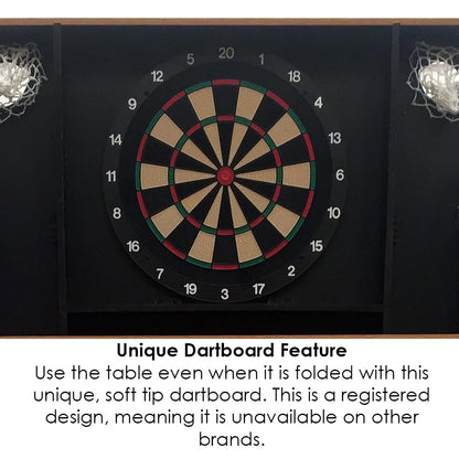 - Riley Supersize 6ft 6in Folding Pool Table with Soft-tip Dartboard | Vertical Folding Leg System with Independent Leg Levellers -