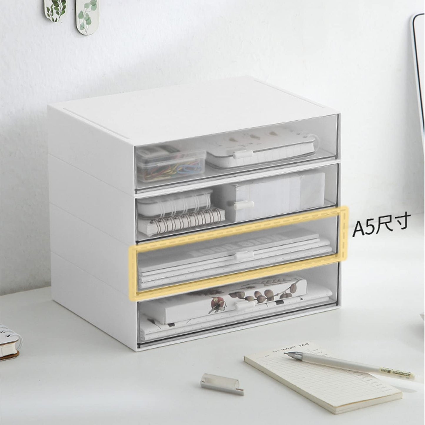 Desktop Organizer-Stackable Organizer Drawers, Plastic Drawers Organizer Perfect for Collection Small Item/Cosmetic Office Organization - 6 drawers (White)