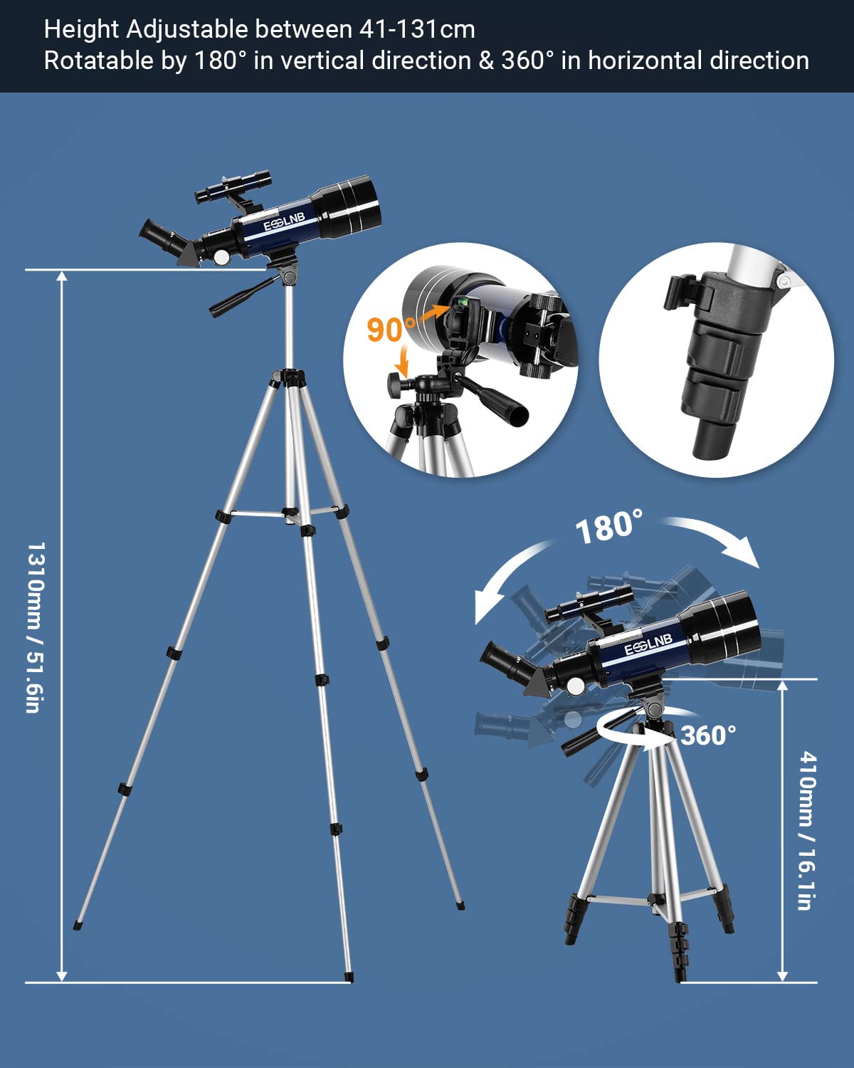 - ESSLNB Telescope 36070 |  70mm Fully Coated Lens | 3X Barlow Lens Moon Filter -
