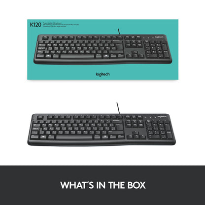 - Logitech K120 Wired Keyboard for Windows | USB Plug-and-Play | Full-Size | Spill-Resistant -